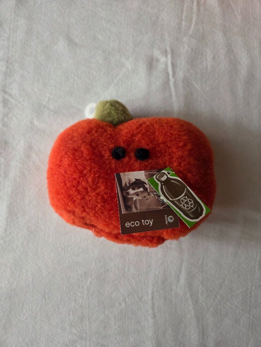 West Paw Vintage Eco Toy Pumpkin Dog Toy Recycled Soda Bottle USA Squeaker NWT